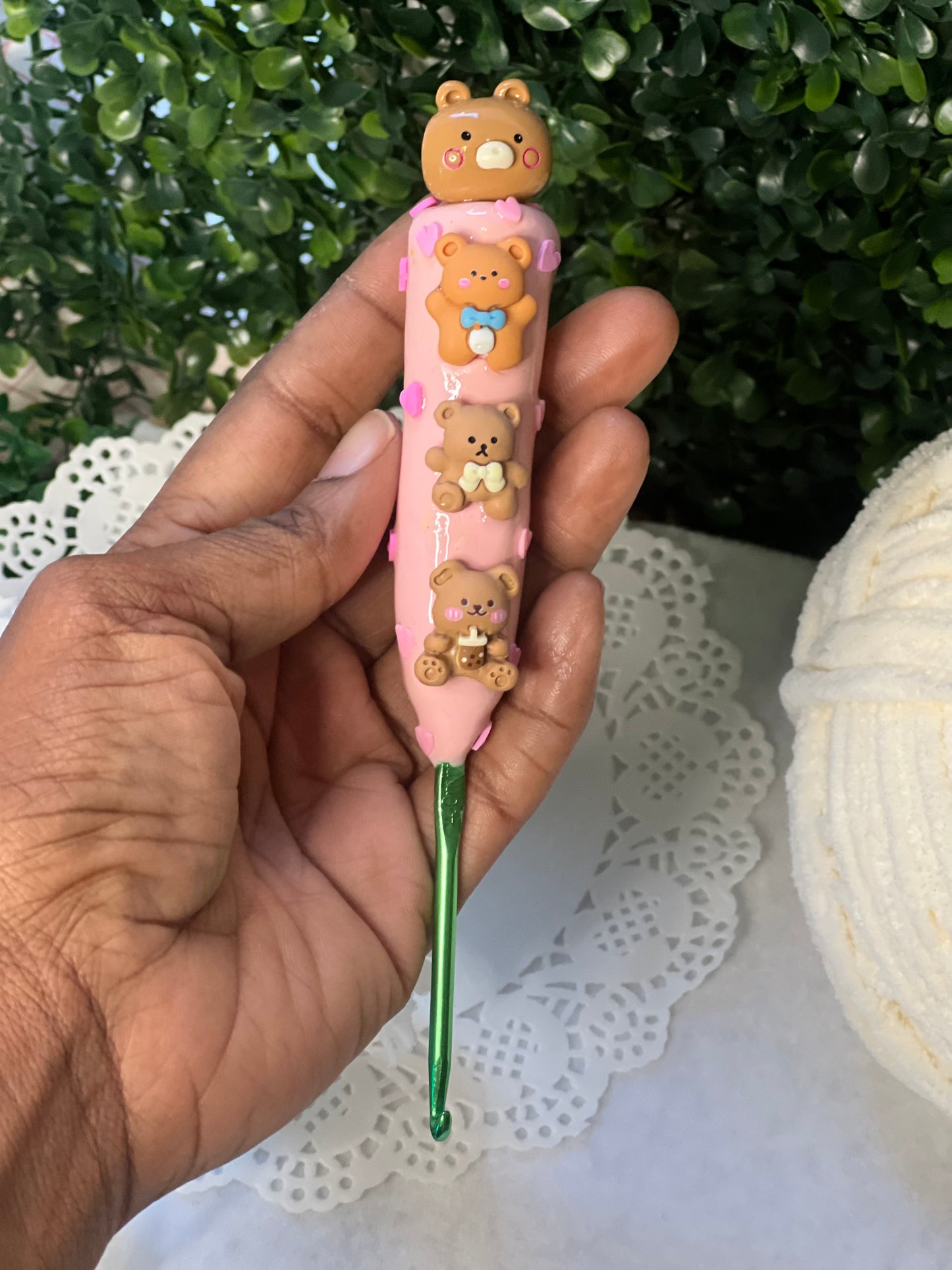 Crochet Hook (Pink Teddy bear)