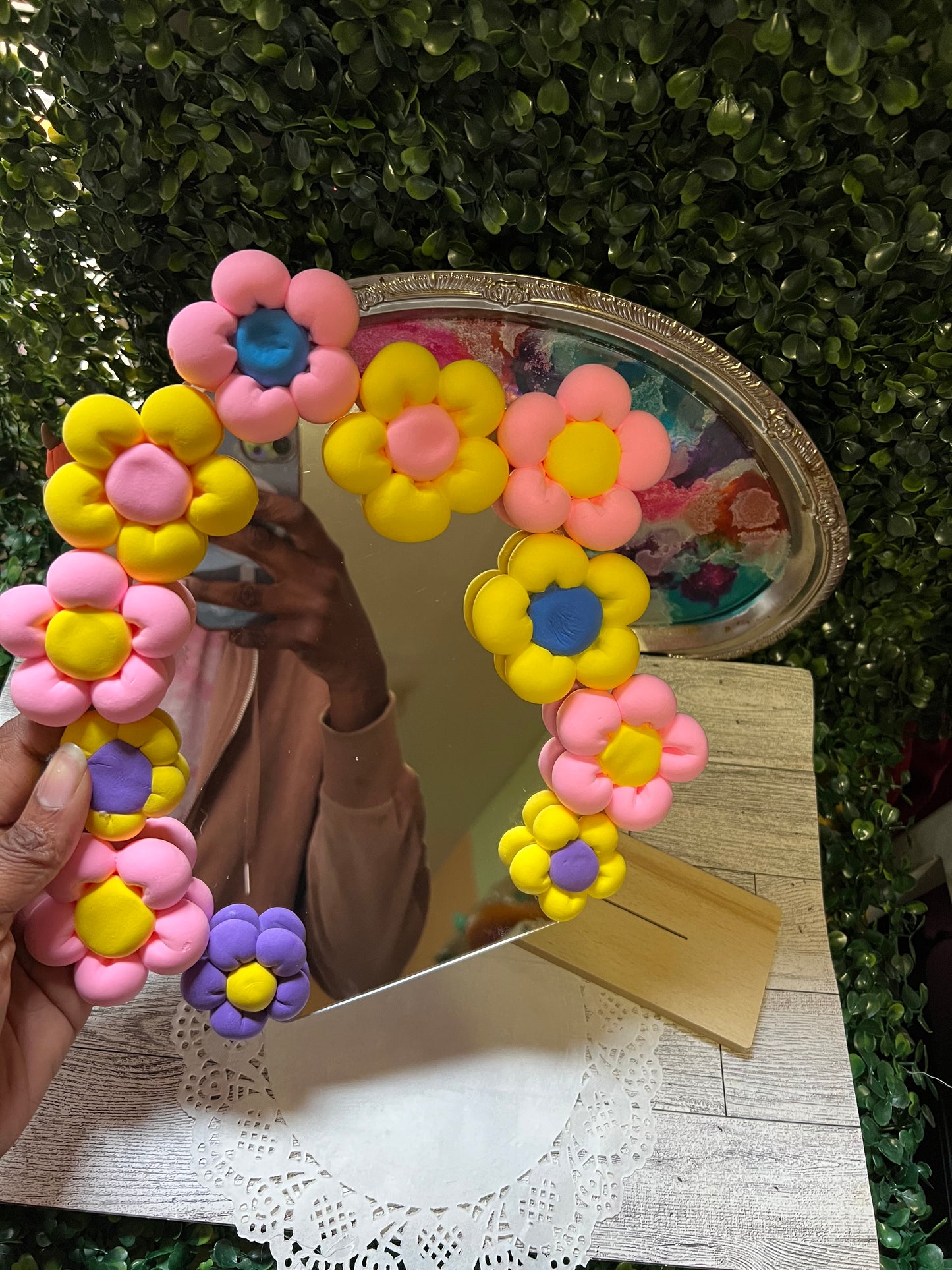 Flower mirror ( pink,yellow, purple blue)