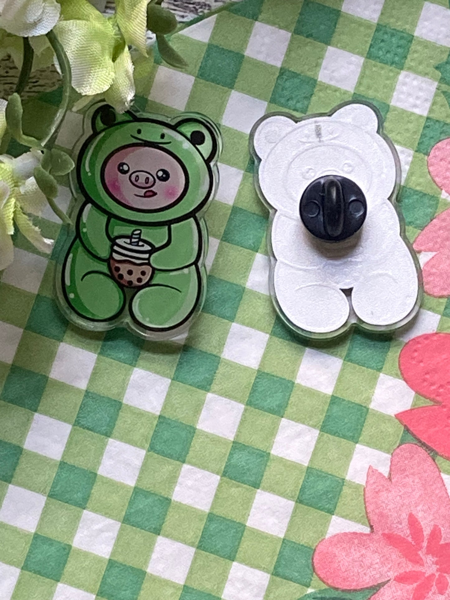 Piggy in frog costume PINS