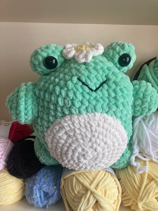 Frog with flower Plushie