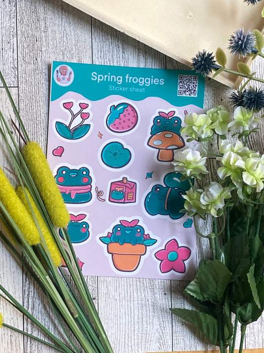 Spring Froggies Sticker Sheet