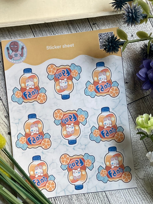 Orange Fanta on Ice Sticker Sheet
